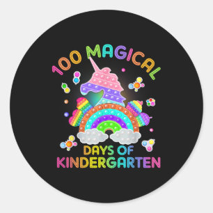 Pegatina Redonda 100 Días Adorables De La Magica Escuela De Aprendi