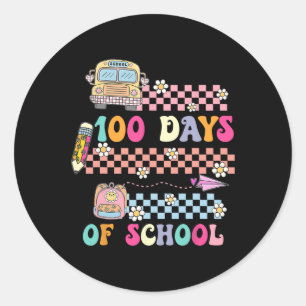 Pegatina Redonda 100 Días Bruh Bus Feliz 100 Días De Maestría Escol