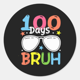 Pegatina Redonda 100 Días Brutos De Escolares Niños 100 Días De Esc