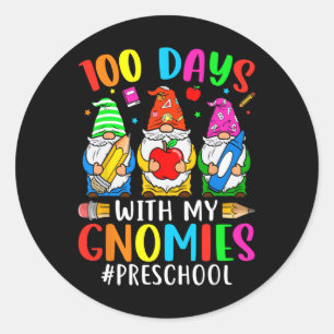 Pegatina Redonda 100 Días Con Mis Gnomías Preescolares 100 Días De