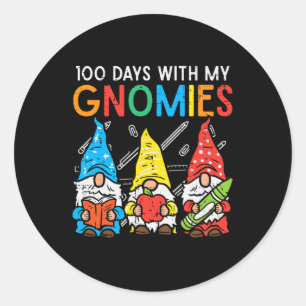 Pegatina Redonda 100 días con mis gnomías, té escolar de cien días