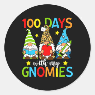 Pegatina Redonda 100 Días Con Mis Gnomies Ganan 100 Días De Escuela