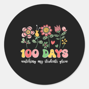 Pegatina Redonda 100 días cultivando flores de boho