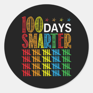 Pegatina Redonda 100 Días De Actividad Escolar Marcan 100 Días Más