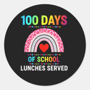 Pegatina Redonda 100 días de almuerzos escolares servidos Almuerzo 