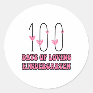 Pegatina Redonda 100 Días De Amante Enseñanza De Corazón Infantil V