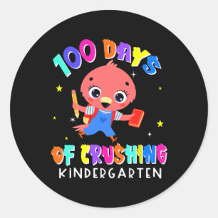 Pegatina Redonda 100 Días De Aplastamiento Infantil Flamingo Stu