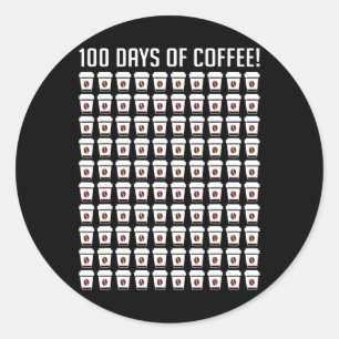 Pegatina Redonda 100 días de aprecio del profesor de café 100 días