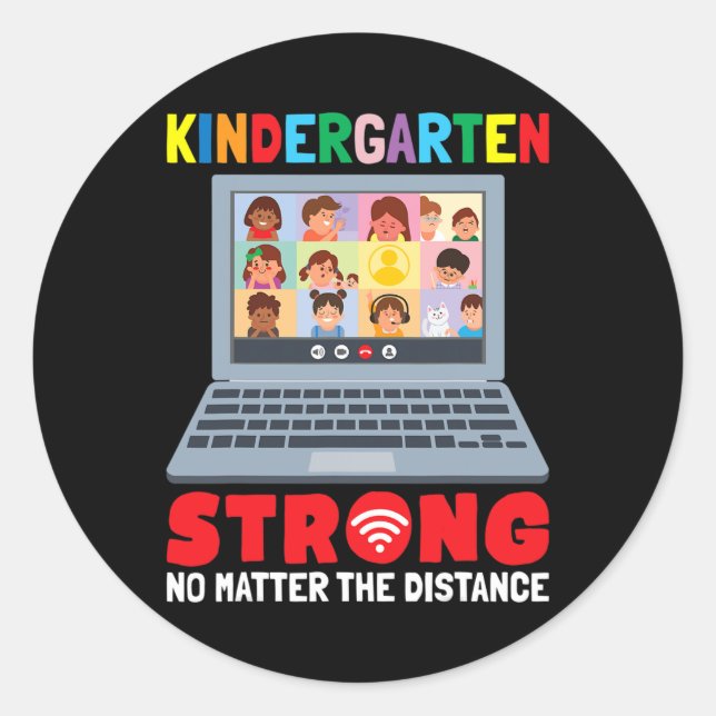 Pegatina Redonda 100 días de aprendizaje virtual en guardería (Anverso)