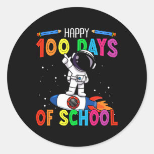 Pegatina Redonda 100 Días De Astronautas Escolares