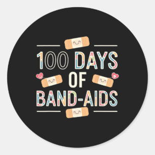 Pegatina Redonda 100 días de ayuda de banda 100ª enfermera escolar