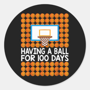 Pegatina Redonda 100 días de baile de básquetbol escolar regalo de 