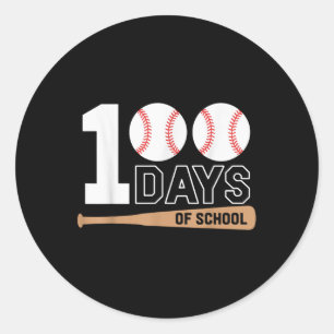 Pegatina Redonda 100 Días De Béisbol Escolar 100º Día De La Escuela