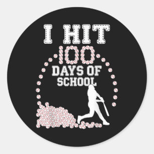 Pegatina Redonda 100 Días De Béisbol Escolar 100º Día De La Escuela