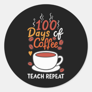 Pegatina Redonda 100 días de café para profesores escolares 47