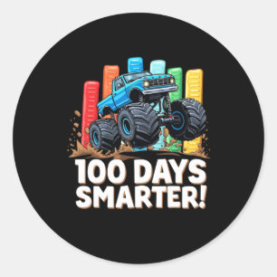 Pegatina Redonda 100 Días De Camión Más Inteligente 100 Días De Esc