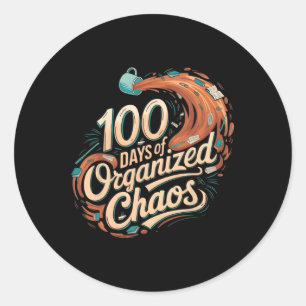 Pegatina Redonda 100 días de celebración del caos