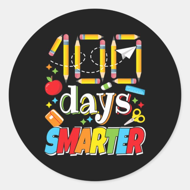 Pegatina Redonda 100 Días De Celebración Escolar Estudiante 100 (Anverso)