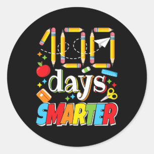 Pegatina Redonda 100 Días De Celebración Escolar Estudiante 100