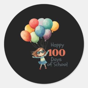 Pegatina Redonda 100 días de celebración escolar para Chicas y a