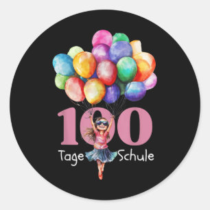 Pegatina Redonda 100 Días De Celebración Escolar Para Niños, Chicas