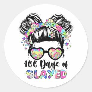Pegatina Redonda 100 días de Chicas de Camisetas escolares 100 días
