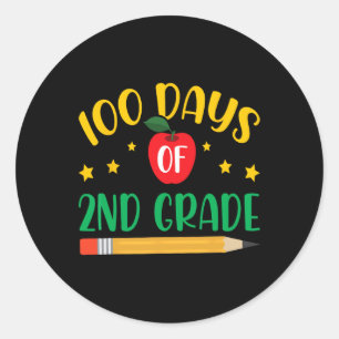 Pegatina Redonda 100 Días De Chicas De Segundo Grado Niños 100 Días