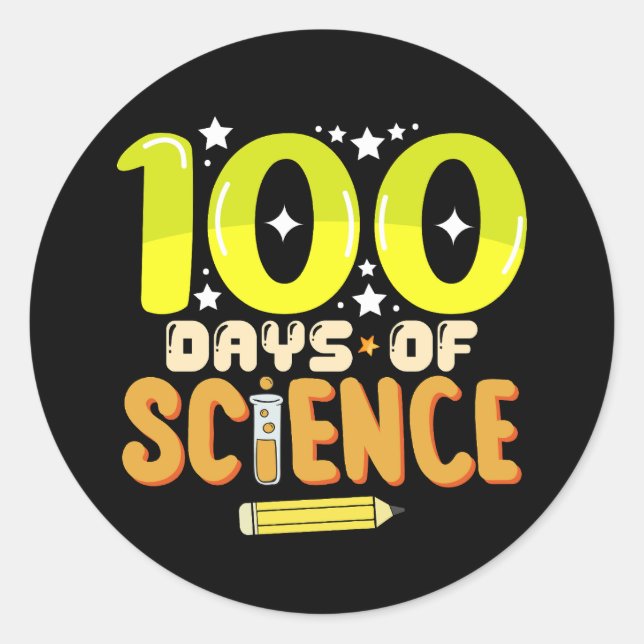Pegatina Redonda 100 días de ciencia 100 días de maestro escolar (Anverso)