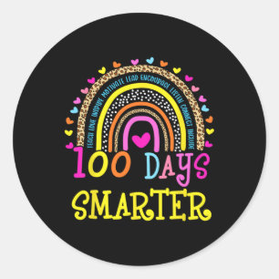 Pegatina Redonda 100 días de clases 100 días de lluvia más intelige