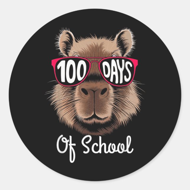 Pegatina Redonda 100 días de clases Guay Capybara 100 días más inte (Anverso)