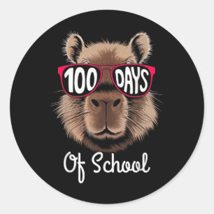 Pegatina Redonda 100 días de clases Guay Capybara 100 días más inte