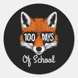 Pegatina Redonda 100 días de clases Guay Fox 100 días más inteligen