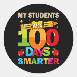 Pegatina Redonda 100 días de clases Mis estudiantes son 100 días in