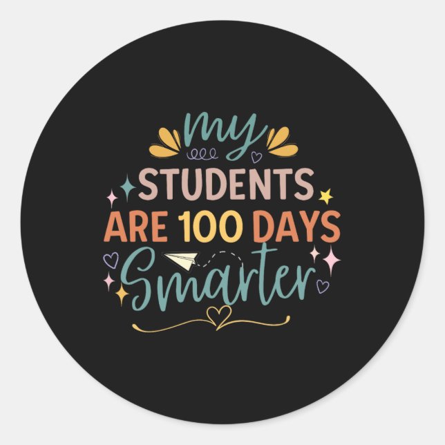 Pegatina Redonda 100 días de clases Mis estudiantes son 100 días in (Anverso)