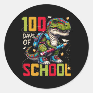 Pegatina Redonda 100 días de clases Trex 100 días más inteligentes