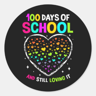 Pegatina Redonda 100 Días De Colegio Celebran El 100º Día De La Esc