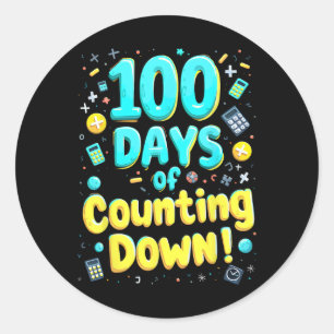 Pegatina Redonda 100 días de colegio contando curiosamente 100 días
