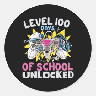 Pegatina Redonda 100 Días De Colegios Y Amantes De Videojuegos Sin