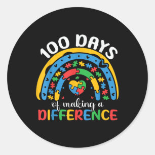 Pegatina Redonda 100 días de conciencia sobre el autismo escolar