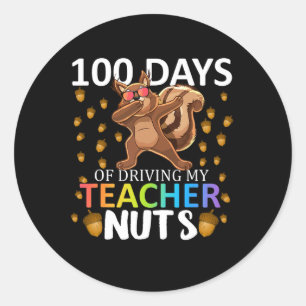 Pegatina Redonda 100 Días De Conducir A Mi Maestra Nueces 100 Días