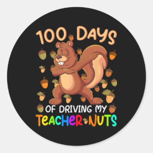 Pegatina Redonda 100 días de conducir a mis niños y niñas nueces 10
