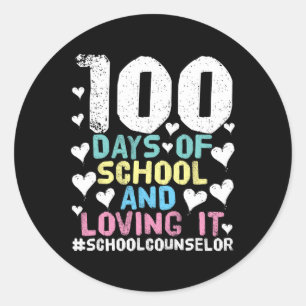 Pegatina Redonda 100 Días De Consejero Escolar 100º Día De S