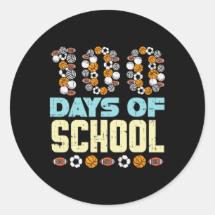 Pegatina Redonda 100 Días De Deporte Escolar En El Fútbol