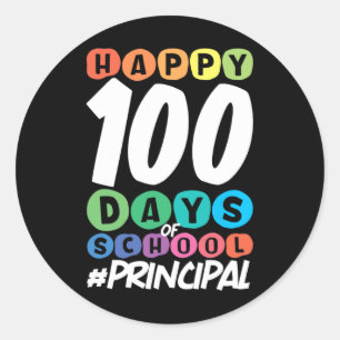 Pegatina Redonda 100 Días De Director Escolar