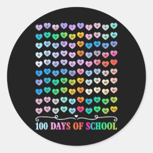 Pegatina Redonda 100 días de docente escolar Cien días de matemátic