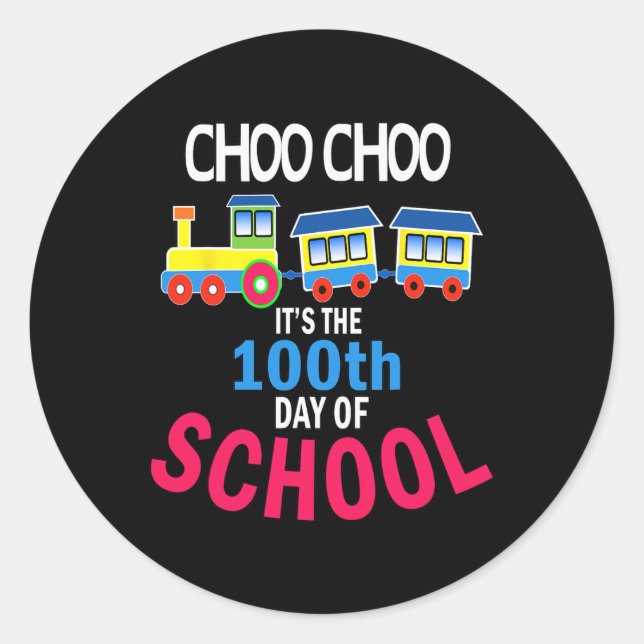 Pegatina Redonda 100 Días De Enseñanza De Estudiantes De La Escuela (Anverso)