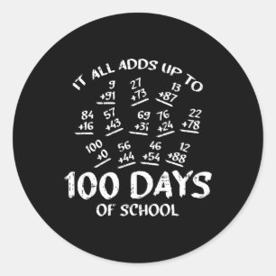 Pegatina Redonda 100 Días De Enseñanza De Matemáticas Escolares Gua