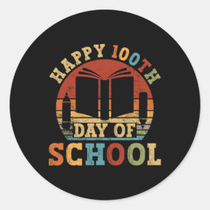 Pegatina Redonda 100 Días De Enseñanza Escolar Estudiante Vinta