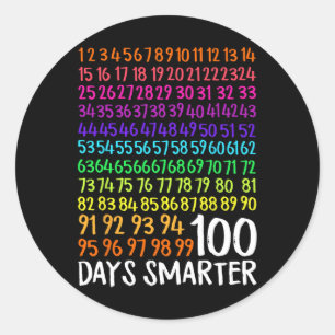Pegatina Redonda 100 Días De Enseñanza Escolar Niños 100 Días Math 