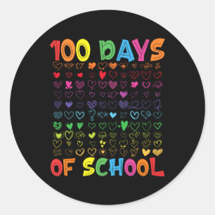 Pegatina Redonda 100 Días De Enseñanza Escolar Niños Estudiantes Ch